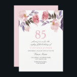 Pêssego Cor Floral de Pêssego - 85.o Convite de An<br><div class="desc">Cor Floral Púrpura Púrpura Cor Flórida Cor 85 Aniversário Convide belos design de cor d'água floral floral completamente personalizável / personalizado Herdeiros Design de cortesia de: https://www.etsy.com/shop/SmallHouseBigPony</div>
