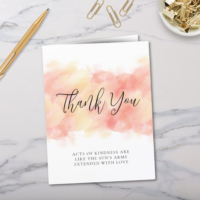 Pêssego Coral Elegante Moderno Dobrou Cartões De A (Elegant Modern Personalized Thank You Card for personal sationery set or birthday thank you cards)