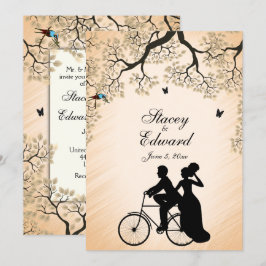 Pêssego de Convite de Casamento de Tema Bicicleta