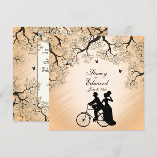 Pêssego de Convite de Casamento de Tema de Bicicl