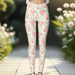 Pêssego de Peonia Floral de Aquarela Leggings<br><div class="desc">Leggings de Pestanejo de Aquarelas em cor de pêssego. Trendy,  na moda,  chic e design feminina para iluminar seu dia. :) - Kate Eden Art</div>