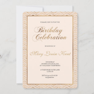Pêssego e Convite de aniversário Dourado