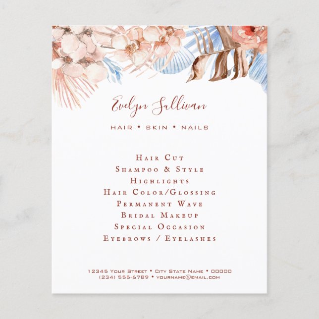 Pêssego e folheto tropical azul (Frente)