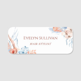 Pêssego e nome de etiqueta tropical azul