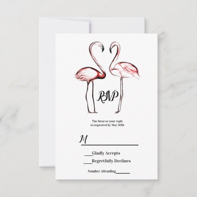 Pêssego Flamingos Rosa Flamingo Mármore Preto RSVP (Frente)