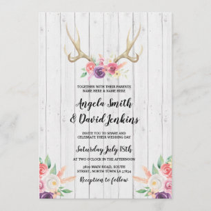 Pêssego floral dos Antlers rústicos dos convites