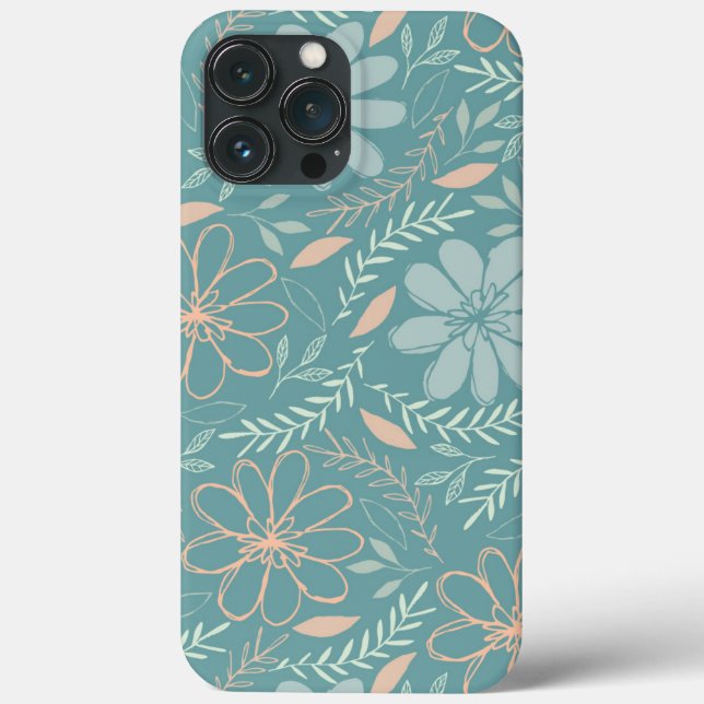 Pêssego Primavera de Meninas bonito e Padrão Flora (Verso)