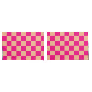 Pêssego rosa-quente dos quadrados verificados retr