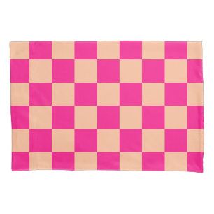 Pêssego rosa-quente dos quadrados verificados retr