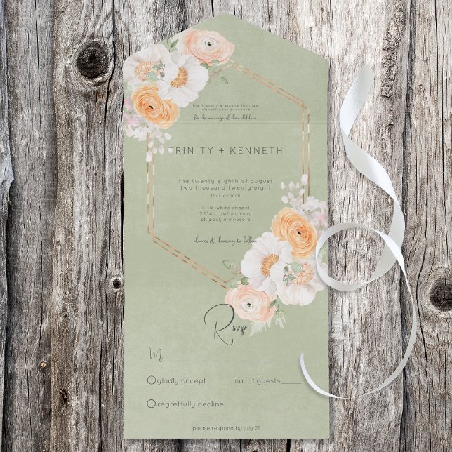 Pêssego Russo Blush & White Floral Sage Sem Janto (Criador carregado)