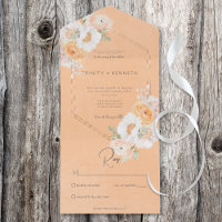 Pêssego Russo Blush & White Floral Sem Janto