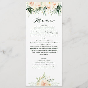 Pêssego verde cor-de-rosa + menu de casamento foli
