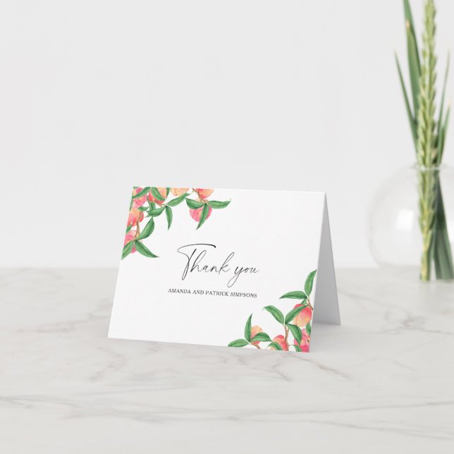 Pêssegos - Cartão de Agradecimento de Casamento (Frente)