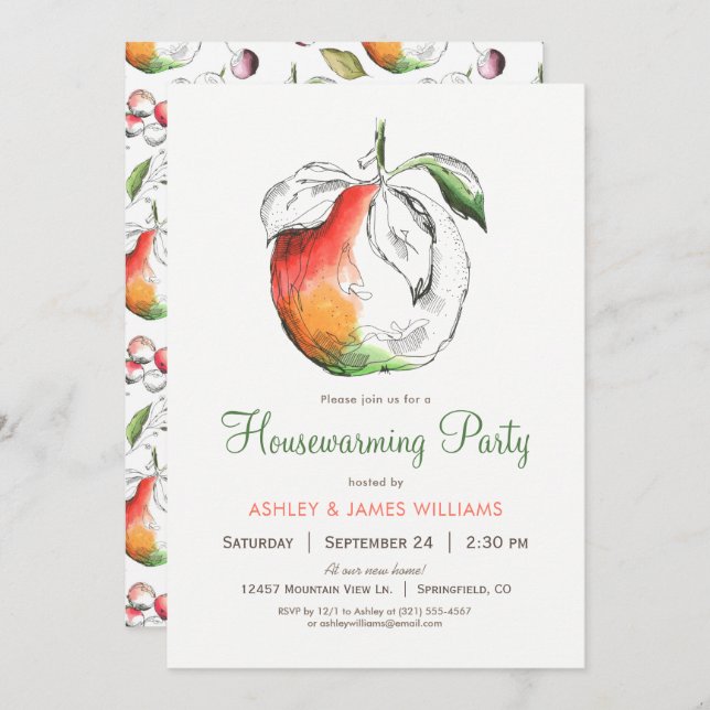 Pêssegos Convite de festas (Frente/Verso)
