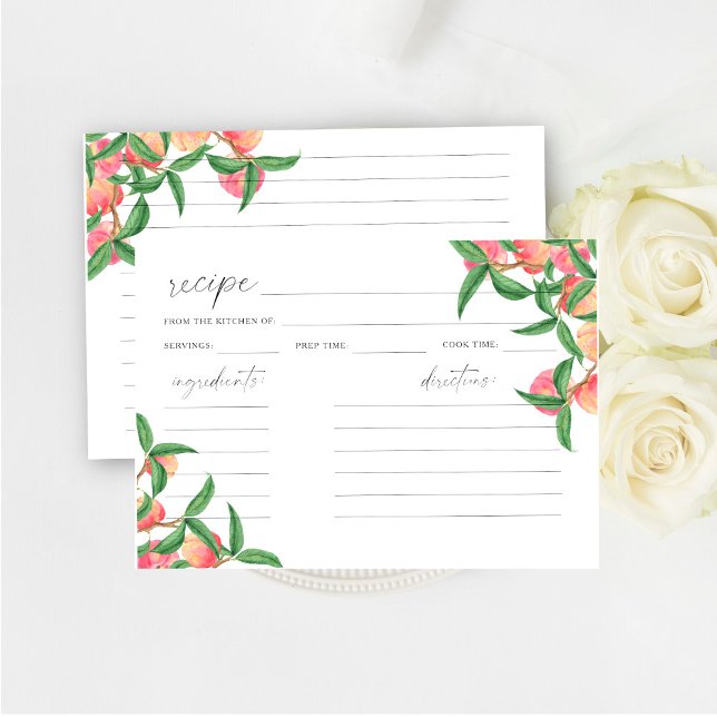 Pêssegos de aquarela - cartão de receita (Criador carregado)