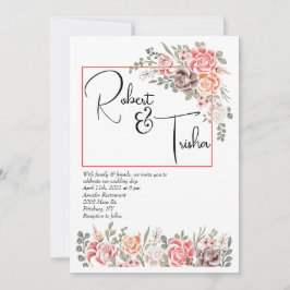 Pêssegos e Cream casal de convite para casamento