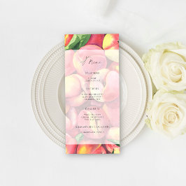 Pêssegos elegantes em aquarela menu minimalista