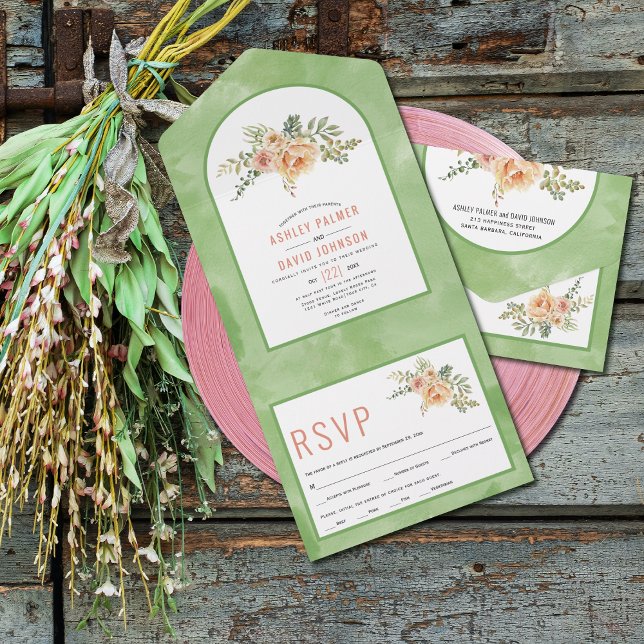 Pêssegos, flores de cacto, folhas de casamento flo (Criador carregado)