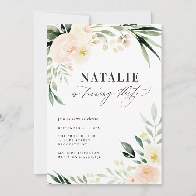 Pessegueiro aquarela floral trigésimo festa de ani (Frente)