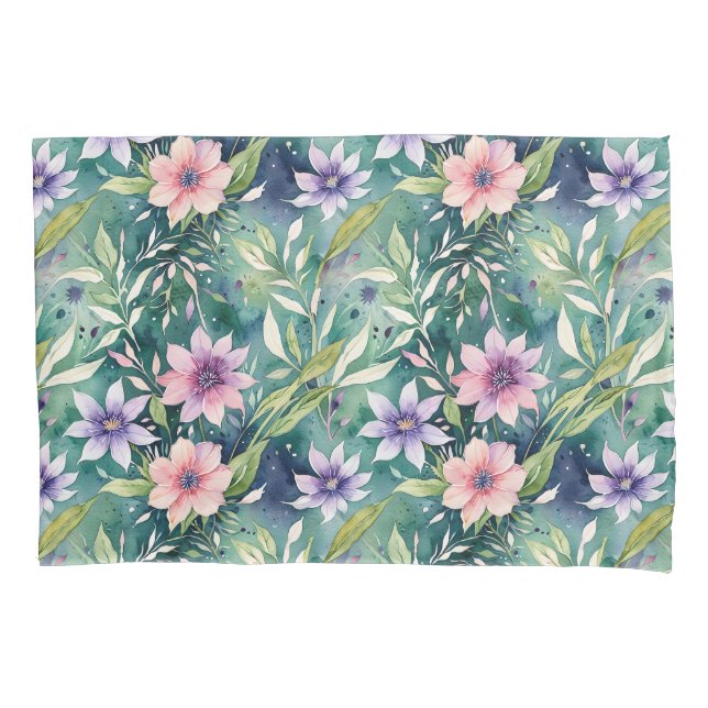 Pessegueiro, Lavanda e Teal Moderno Floral (Frente)