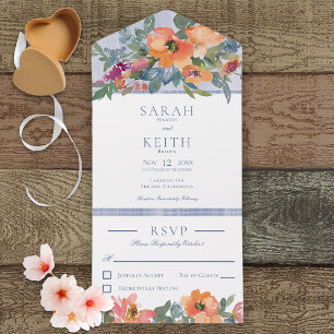 Pessegueiro Russo Azul e Branco Floral Sem Janto