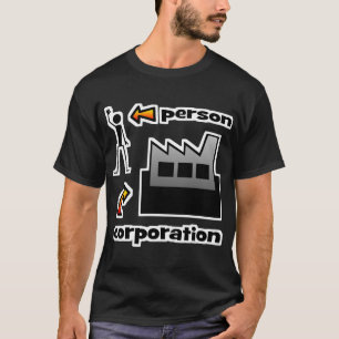 Pessoa contra camisetas do corporaçõ
