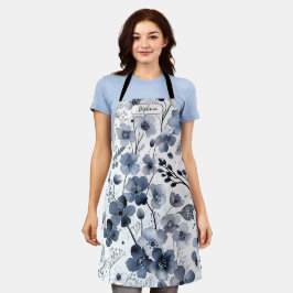 Pessoal com Padrão Floral Azul Denso em Aquarela