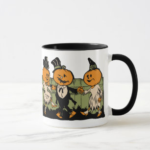 Pessoas da caneca da abóbora do Dia das Bruxas do
