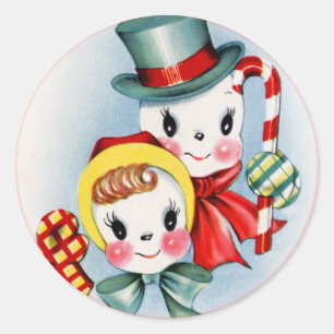Pessoas da etiqueta da neve do natal vintage