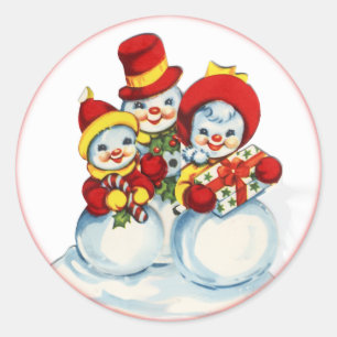 Pessoas da etiqueta do Natal da neve do vintage