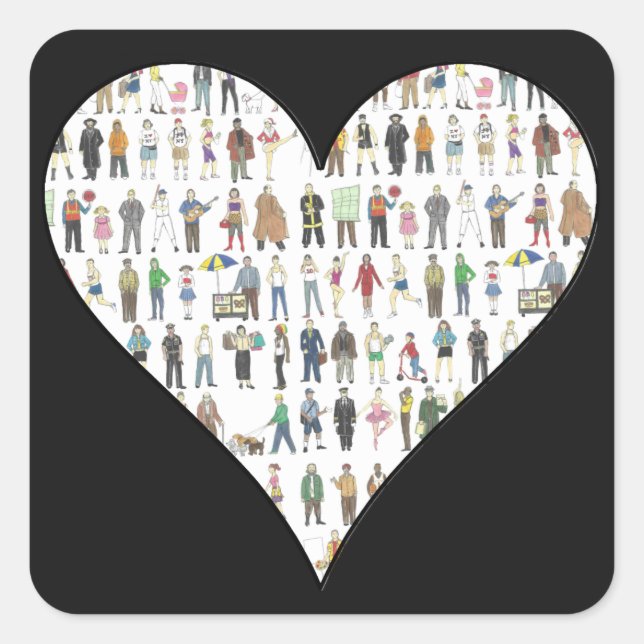 Pessoas dos adesivos NYC Black Heart New York (Frente)