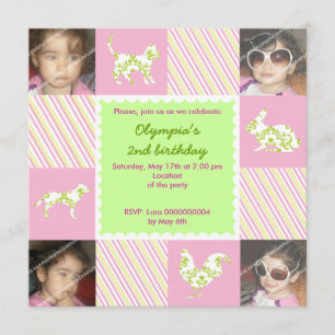 Pet animais e stripes convite para fotos de aniver