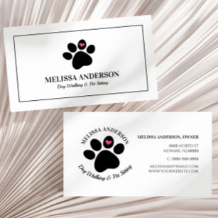 Pet Animal Dog Cat Paw Heart Cartão de visita