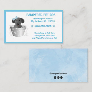 Pet Groomy Puppy No Tub Blue Cartão de visita