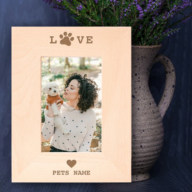 Pet Love Paw Personalizado De Cão Personalizado Fo (Custom Dog Pet Love Paw Custom Engraved Photo)
