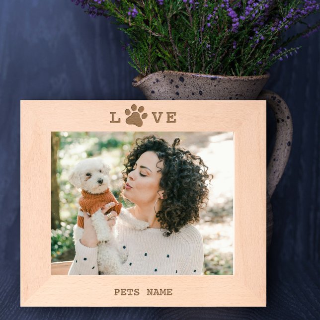 Pet Love Paw Personalizado De Cão Personalizado Fo (Custom Dog Pet Love Paw Custom Engraved Photo)