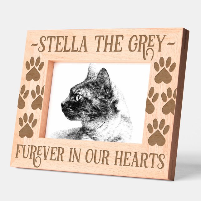 Pet Memorial Paw imprime em nossos corações (Pet Memorial Paw Prints Furever in Our Hearts 7x5 Etched Picture Frame Cover Photo 1)