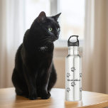 Pet Paw Imprime Garrafa Personalizada De Água Do P<br><div class="desc">Uma garrafa de água para amantes de gatos. Apenas adicione seu nome</div>
