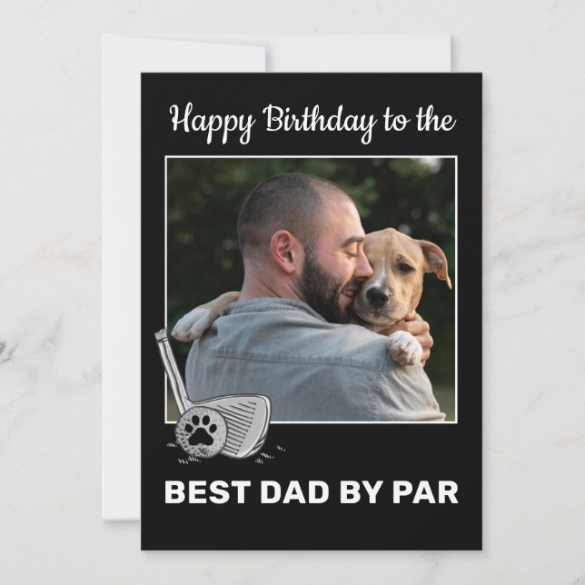 Pet Photo Best Pai Por Par Golf Birthday Card (Frente)
