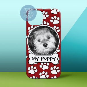 Pet Photo Frame Red Black Paw Imprime O Osso Do Ca