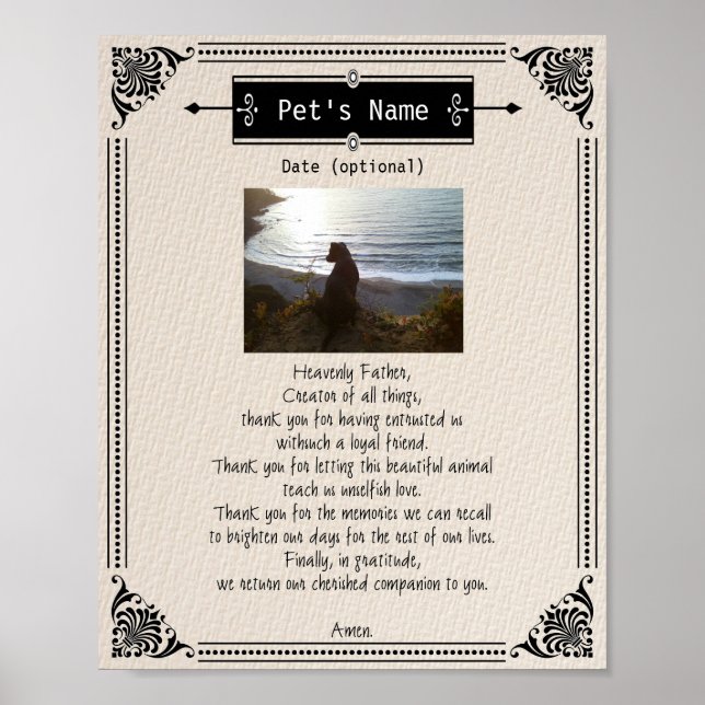 Pet Photo Memorial Dog Prayer - Poster (Frente)