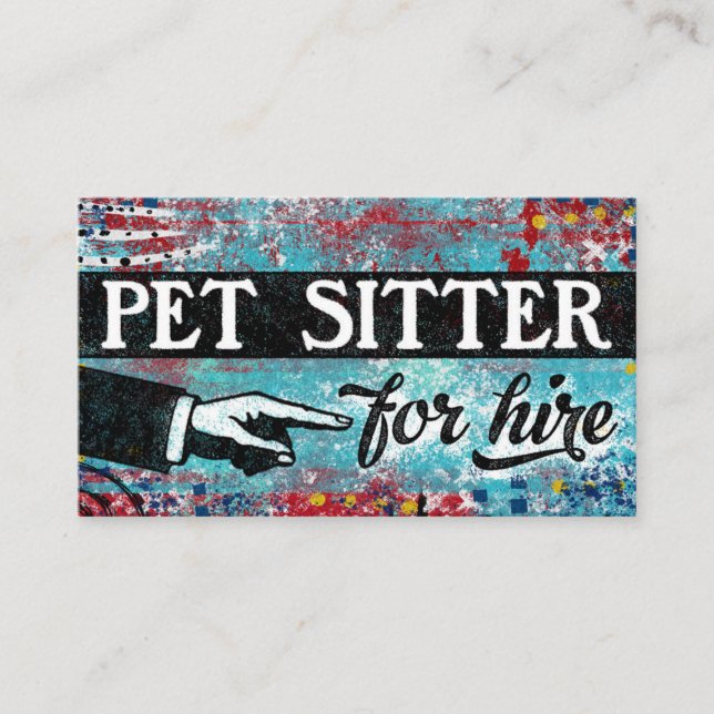 Pet Sitter For Hire Cartão de visita - Vermelho Az (Frente)