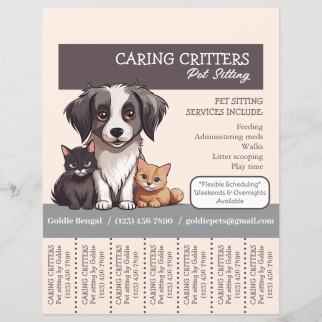 Pet Sitter Tear-Away Flyer (Frente)