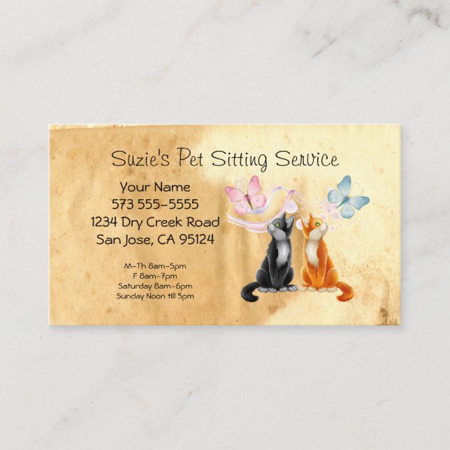 Pet Sitting Service Cartão de visita (Frente)