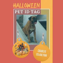 Pet Tag Boxer de Halloween Engraçado e Fofo Personalizado