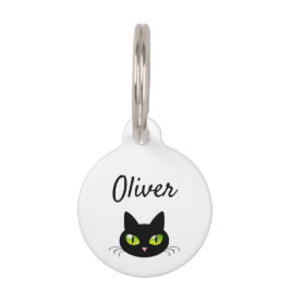 Pet Tag Cabeça de Gato Negro Legal e Bonito Moderno
