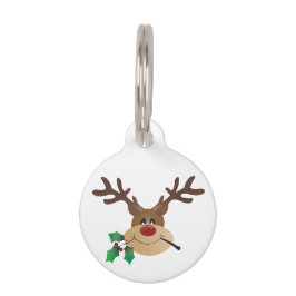 Pet Tag Cartoon Reindeer Bonito Com Mistletoe