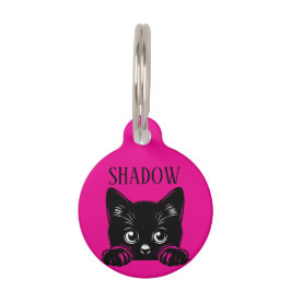 Pet Tag Cute Peeking Cat Pesonalized 