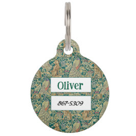 Pet Tag Floresta de William Morris Vitoriano Personalizado