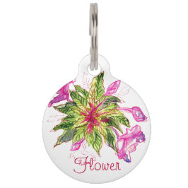 Pet Tag Folhas cor-de-rosa Buquê Balsam Folhas Verdes